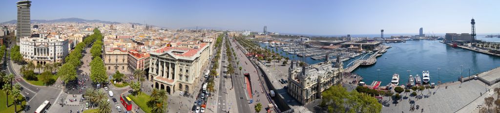 Vista aèria del inici de les Rambles i el Port de Barcelona