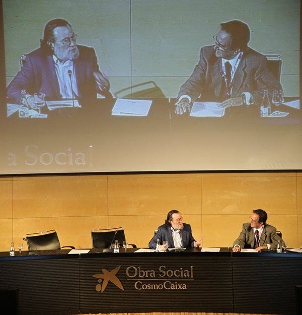 El catedràtic d’economia Santiago Niño-Becerra, i el president del Consell Assessor del COETTC, Joan Giró.