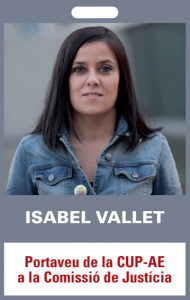 Isabel Vallet. Portaveu de la CUP-AE a la Comissió de Justícia