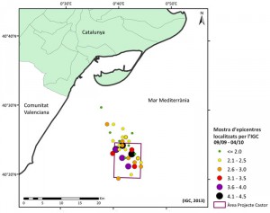 Mostra d’epicentres localitzats per l’Institut Geològic de Catalunya. / IGC